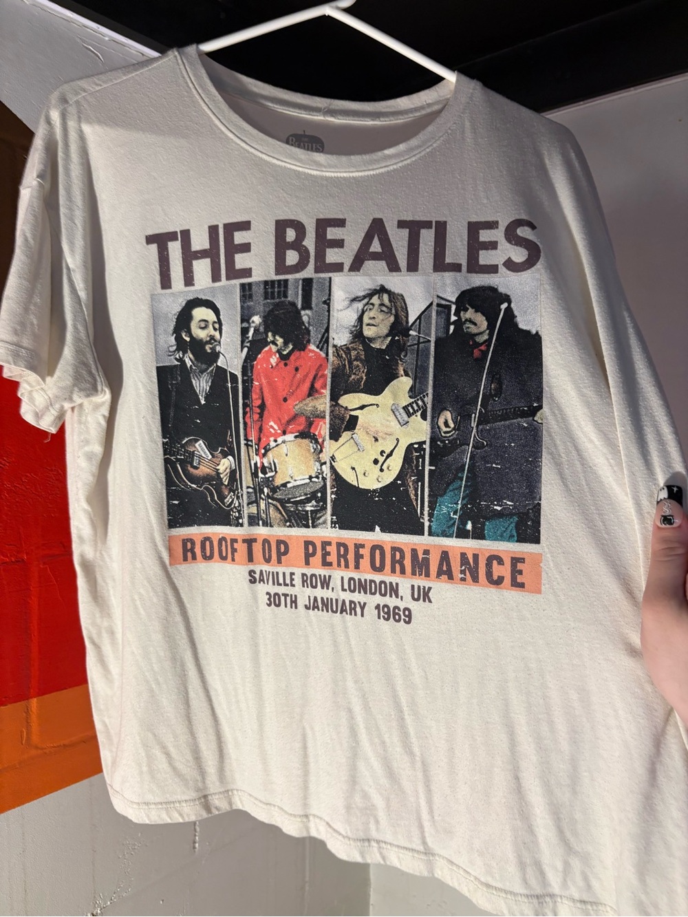 The Beatles Vintage Rooftop Performance Tee - White with Red Accent
